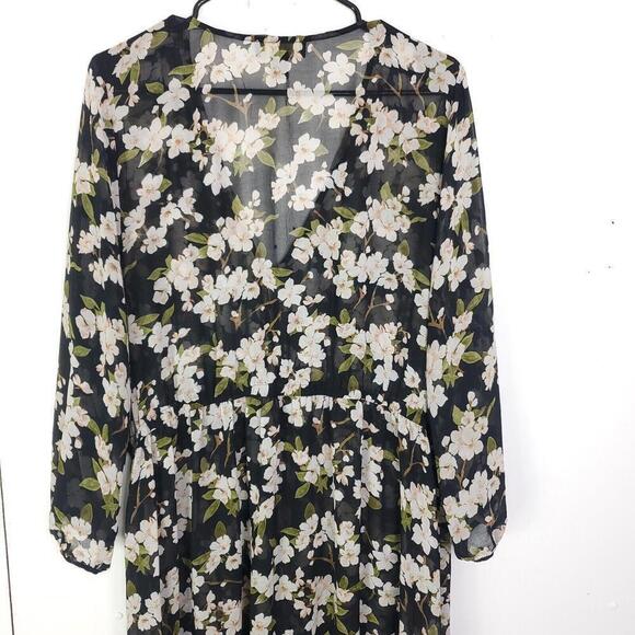 Forever 21 Top Womens 3X Duster Kimono Longline Floral Button Front Lightweight - Picture 9 of 10